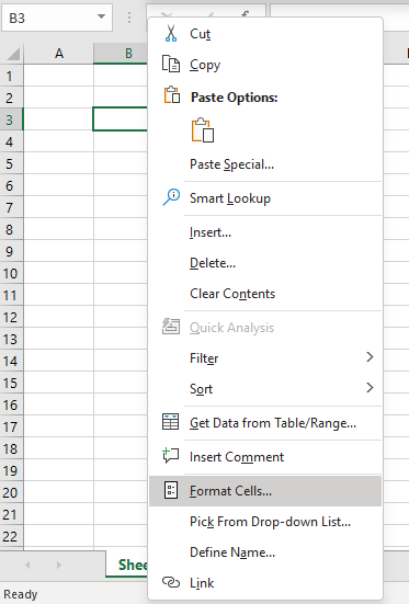 format cells in Excel