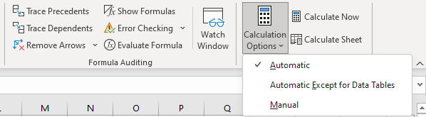 Setting Automatic Calculation Option