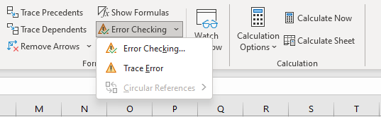 Error checking in Excel