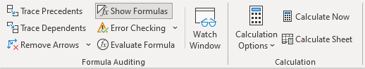 Formula auditing excel