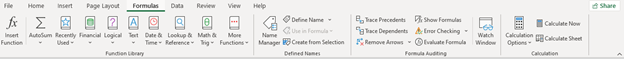 Formula ribbon in excel