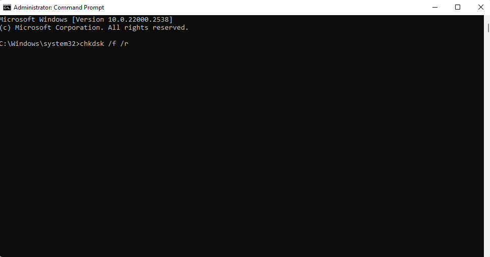 Running chkdsk feature to Fix Disk Errors on Windows 11