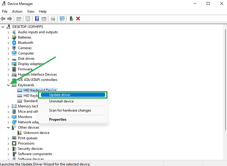 Keyboard Driver in Device Manager