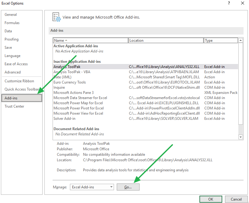 Add-ins in Excel